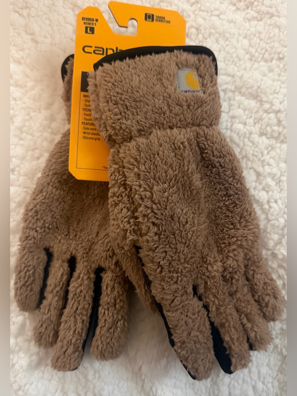 Carhartt Tan Sherpa Fleece Touchscreen Gloves